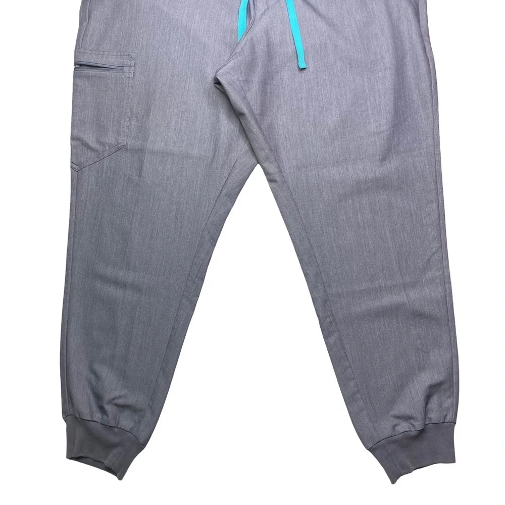 Figs Charcoal Joggers with Teal Drawstrings‎